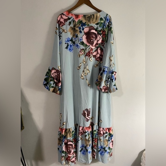 Shein - Floral Ruffle Hem Smock Maxi Dress - Picture 9 of 12